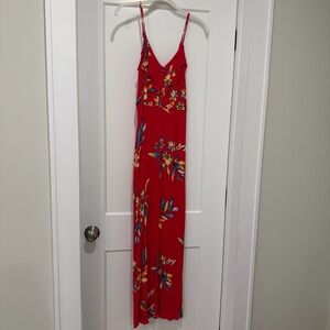 Express Red and Yellow Floral Maxi Dress Size S